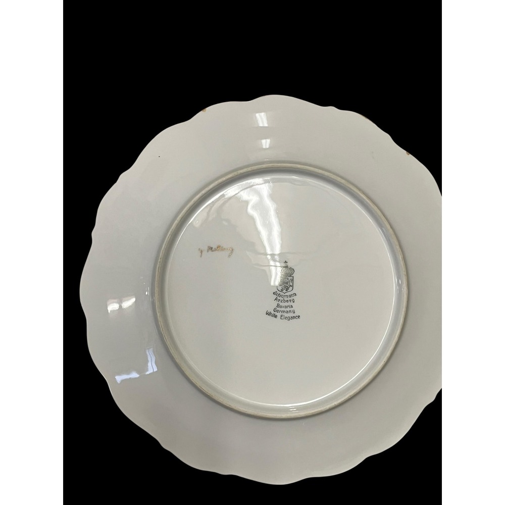 Schumann Arzberg Bavaria White Elegance Gold Gilt Monogram M Plates Set of 4 - Picture 7 of 8